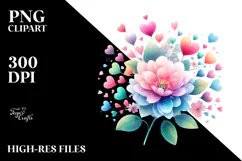 Colorful Simple Flower with Heart Petals PNG Product Image 2