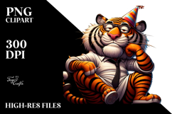 Serious Cartoon Tiger PNG Product Image 2