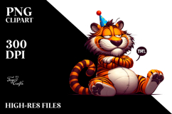 Goofy Tiger with Party Hat, PNG Product Image 2