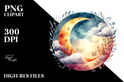 Boho Moon Foliage Clouds | Clipart Product Image 2