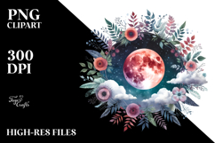 Boho Moon Foliage Clouds | Clipart Product Image 2