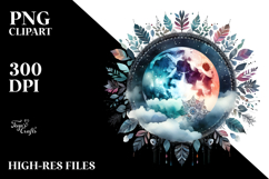 Colorful Moon Foliage | Watercolor Clipart Product Image 2