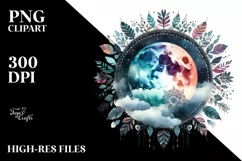 Colorful Moon Foliage | Watercolor Clipart Product Image 3