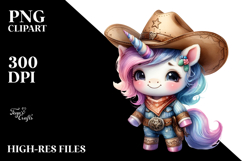 Cute Baby Unicorn Cowboy PNG Product Image 2