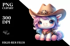 Baby Unicorn Cowboy | Sublimation | Clipart Product Image 3