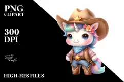 Baby Unicorn Cowboy | Sublimation | Clipart Product Image 1
