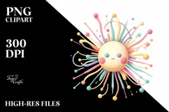 Watercolor Sun Pastel Whimsical Sublimation Clipart Product Image 3