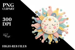 Watercolor Sun Pastel Whimsical Sublimation Clipart Product Image 1