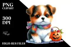 Vibrant Cute Baby Dog Halloween Clipart Product Image 1