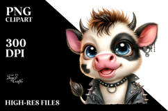 Cute Baby Cow with Punk Look PNG Product Image 2