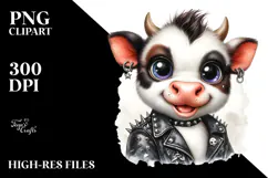 Energetic Cow with Cool Haircut PNG Product Image 2
