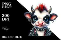 Cute Baby Cow with Punk Look PNG Product Image 2