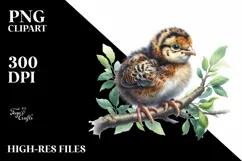 Vibrant Watercolor Baby Pheasant Branch Product Image 1