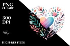 Colorful Boho Valentines Heart PNG Product Image 2