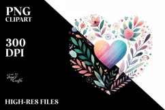 Colorful Boho Valentines Heart PNG Product Image 2