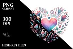Colorful Boho Valentines Heart PNG Product Image 2