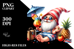 Whimsical Gnome Drinking a Cocktail, PNG Product Image 2