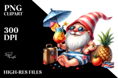 Whimsical Gnome Drinking a Cocktail, PNG Product Image 2