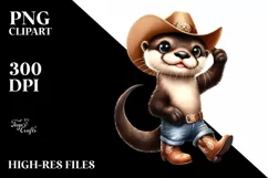 Otter With Big Eyes and Cowboy Boots | Summer Clipart Product Image 3