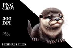 Digital Watercolor Baby Otter PNG Product Image 2