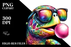 Quirky Turtle Portrait with Sunglasses | Clipart Product Image 3