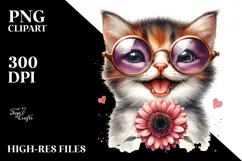 Funny Baby Cat with Sunglasses PNG Product Image 2