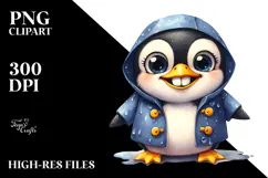 Goofy Penguin in Raincoat PNG Product Image 2