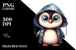 Goofy Penguin in Raincoat PNG Product Image 2
