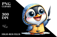 Expressive Raincoat Penguin Goofy Smile Caricature-like Product Image 2