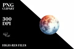 Colorful Moon Foliage | Watercolor Clipart Product Image 1