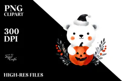 Halloween Polar Bear Watercolor, Transparent PNG Product Image 2