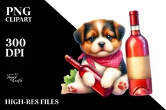 Funny Cute Puppy Wine Bottle Clipart Product Image 1