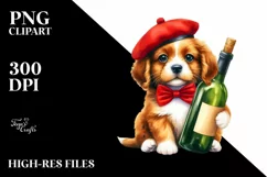 Funny Cute Puppy Wine Bottle Clipart Product Image 3
