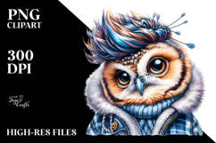 Vibrant Baby Owl Posing with Cool Haircut PNG Product Image 2