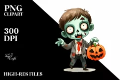 Simple Funny Zombie Halloween PNG Product Image 3