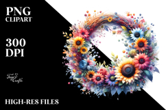 Colorful Whreath Abstract | Watercolor Clipart Product Image 2