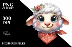 Funny Sheep Lamb Bandana | White Background Clipart Product Image 3