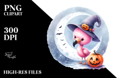 Cute Baby Flamingo on Moon PNG Product Image 2