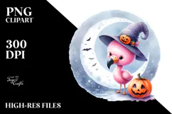 Cute Baby Flamingo on Moon PNG Product Image 2