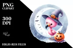 Cute Baby Flamingo on Moon PNG Product Image 3
