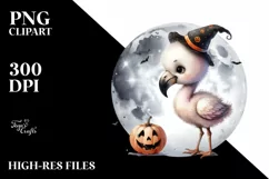 Cute Baby Flamingo on Moon PNG Product Image 3