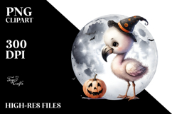 Cute Baby Flamingo on Moon PNG Product Image 2