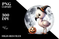Cute Baby Flamingo on Moon PNG Product Image 2