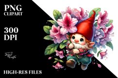 Floating Gnome with Large Rhododendron PNG Product Image 2
