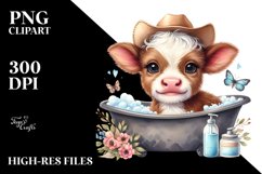 Watercolor Baby Highland Cow in a Bath Tub Product Image 3