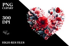 Red Floral Made Heart, High-Res PNG Product Image 2