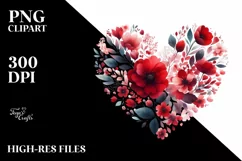 Red Floral Made Heart, High-Res PNG Product Image 2