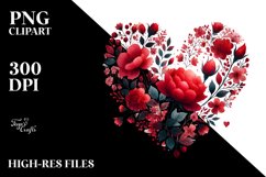 Watercolor Red Floral Heart PNG Product Image 2