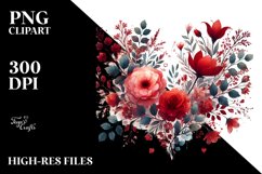 Red Floral Made Heart, High-Res PNG Product Image 2
