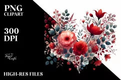 Red Floral Made Heart, High-Res PNG Product Image 2